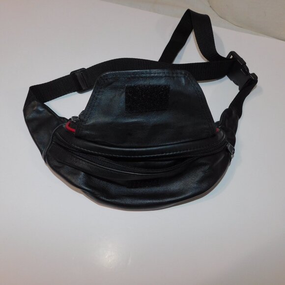 Targus Leather Black With Red Detail Adjustable Fanny Pack Belt Bag - Picture 6 of 8